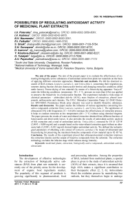 Possibilities of regulating antioxidant activity of medicinal plant extracts