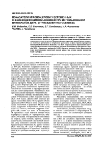 Показатели красной крови у беременных с железодефицитной анемией при использовании препаратов двух- и трехвалентного железа