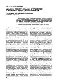 Динамика липопероксидации в плазме крови и внутренних органах при периодонтите