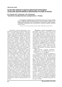 Качество жизни и адаптационный потенциал сельских школьников и школьниц русских и ханты