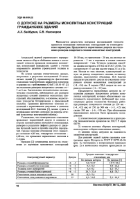 О допуске на размеры монолитных конструкций гражданских зданий