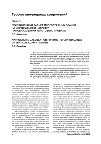 Приближенный расчёт многоэтажных зданий на вертикальную нагрузку при образовании карстового провала