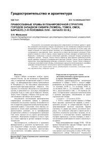 Православные храмы в планировочной структуре городов Западной Сибири (Тюмень, Томск, Омск, Барнаул) (1-я половина XVIII - начало XX в.)