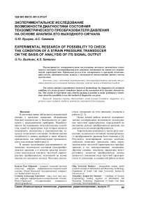 Экспериментальное исследование возможности диагностики состояния тензометрического преобразователя давления на основе анализа его выходного сигнала