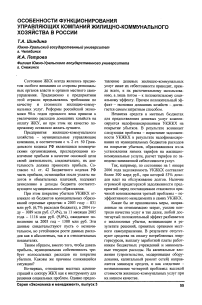 Особенности функционирования управляющих компаний жилищно-коммунального хозяйства в России