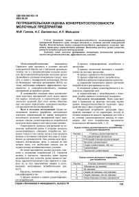 Потребительская оценка конкурентоспособности молочных предприятий