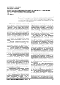 Обеспечение экономической безопасности России через развитие воспроизводства