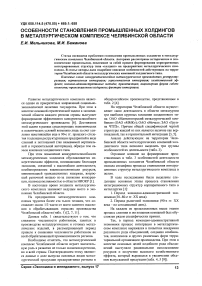 Особенности становления промышленных холдингов в металлургическом комплексе Челябинской области