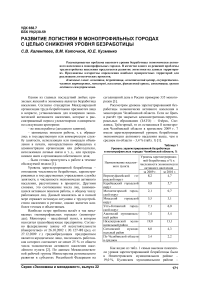 Развитие логистики в монопрофильных городах с целью снижения уровня безработицы