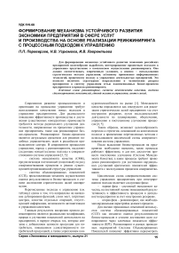 Формирование механизма устойчивого развития экономики предприятий в сфере услуг и производства на основе реализации реинжиниринга с процессным подходом к управлению