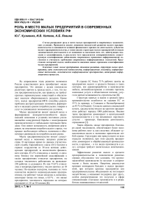 Роль и место малых предприятий в современных экономических условиях РФ