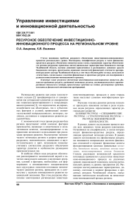 Ресурсное обеспечение инвестиционно-инновационного процесса на региональном уровне