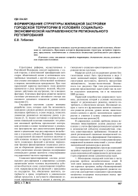 Формирование структуры жилищной застройки городской территории в условиях социально-экономической направленности регионального регулирования