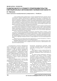 Развитие малого и среднего предпринимательства в муниципальных образованиях Челябинской области