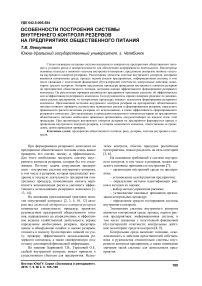 Особенности построения системы внутреннего контроля резервов на предприятиях общественного питания