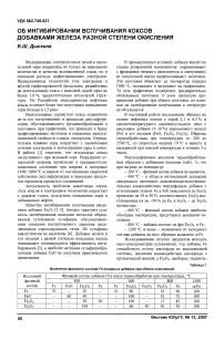 Об ингибировании вспучивания коксов добавками железа разной степени окисления