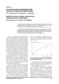 Исследование взаимодействия никеля и кремния в жидкой меди
