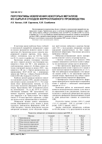 Перспективы извлечения некоторых металлов из сырья и отходов ферросплавного производства