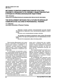 Методика развития коммуникативной культуры будущего специалиста по связям с общественностью в процессе профессиональной подготовки