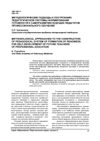 Методологические подходы к построению педагогической системы формирования готовности к саморазвитию будущих педагогов профессионального обучения