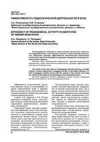 Эффективность педагогической деятельности в вузе