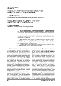 Модель формирования лингвокультурной компетентности студентов вуза