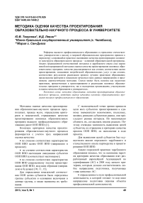 Методика оценки качества проектирования образовательно-научного процесса в университете