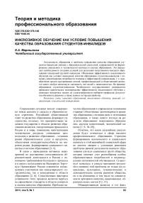 Инклюзивное обучение как условие повышения качества образования студентов-инвалидов