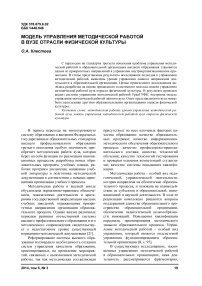 Модель управления методической работой в вузе отрасли физической культуры