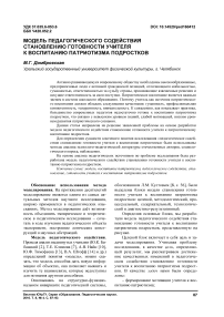 Модель педагогического содействия становлению готовности учителя к воспитанию патриотизма подростков