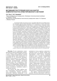 Мотивация поступления в вуз как фактор компетентностно-ориентированного обучения