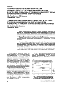 Токораспределение между тиристорами в преобразователе системы самовозбуждения синхронного генератора при внешних несимметричных коротких замыканиях в энергосистеме