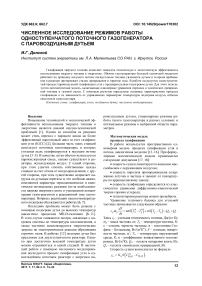 Численное исследование режимов работы одноступенчатого поточного газогенератора с паровоздушным дутьем