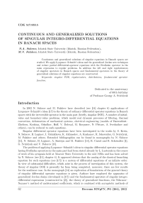 Continuous and generalized solutions of singular integro-differential equations in Banach spaces