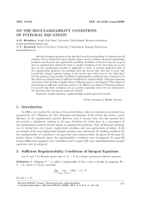 On the regularizability conditions of integral equations
