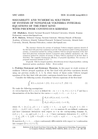 Solvability and numerical solutions of systems of nonlinear Volterra integral equations of the first kind with piecewise continuous kernels