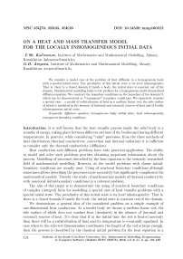On a heat and mass transfer model for the locally inhomogeneous initial data