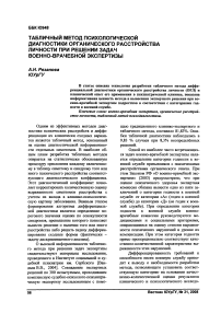 Табличный метод психологической диагностики органического расстройства личности при решении задач военно-врачебной экспертизы