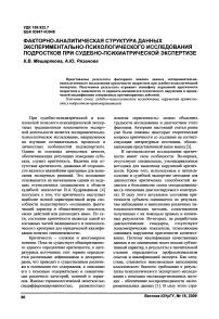 Факторно-аналитическая структура данных экспериментально-психологического исследования подростков при судебно-психиатрической экспертизе