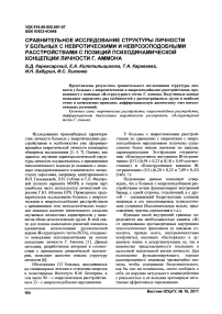 Сравнительное исследование структуры личности у больных с невротическими и неврозоподобными расстройствами с позиций психодинамической концепции личности Г. Аммона