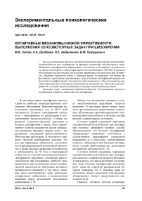 Когнитивные механизмы низкой эффективности выполнения сенсомоторных задач при шизофрении