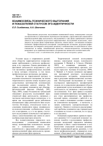 Взаимосвязь психического выгорания и показателей статусов эго-идентичности