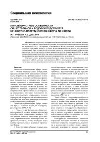 Половозрастные особенности общественной и родовой подструктур ценностно-потребностной сферы личности