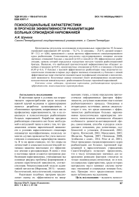 Психосоциальные характеристики в прогнозе эффективности реабилитации больных опиоидной наркоманией