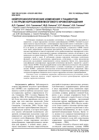 Нейропсихологические изменения у пациентов с острым нарушением мозгового кровообращения