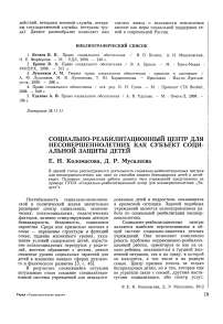 Социально-реабилитационный центр для несовершеннолетних как субъект социальной защиты детей