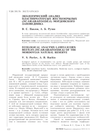 Экологический анализ пластинчатоусых жесткокрылых (Scrabaeoidea) Мордовского заповедника