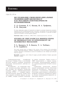 Исследование свободно-радикальных модификаций биомолекул как механизм генотоксичности ксенобиотиков