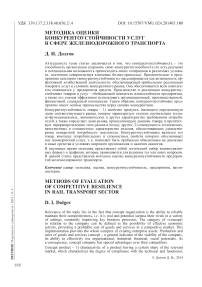 Методика оценки конкурентоустойчивости услуг в сфере железнодорожного транспорта
