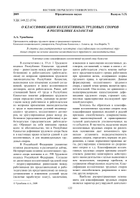 О классификации коллективных трудовых споров в Республике Казахстан